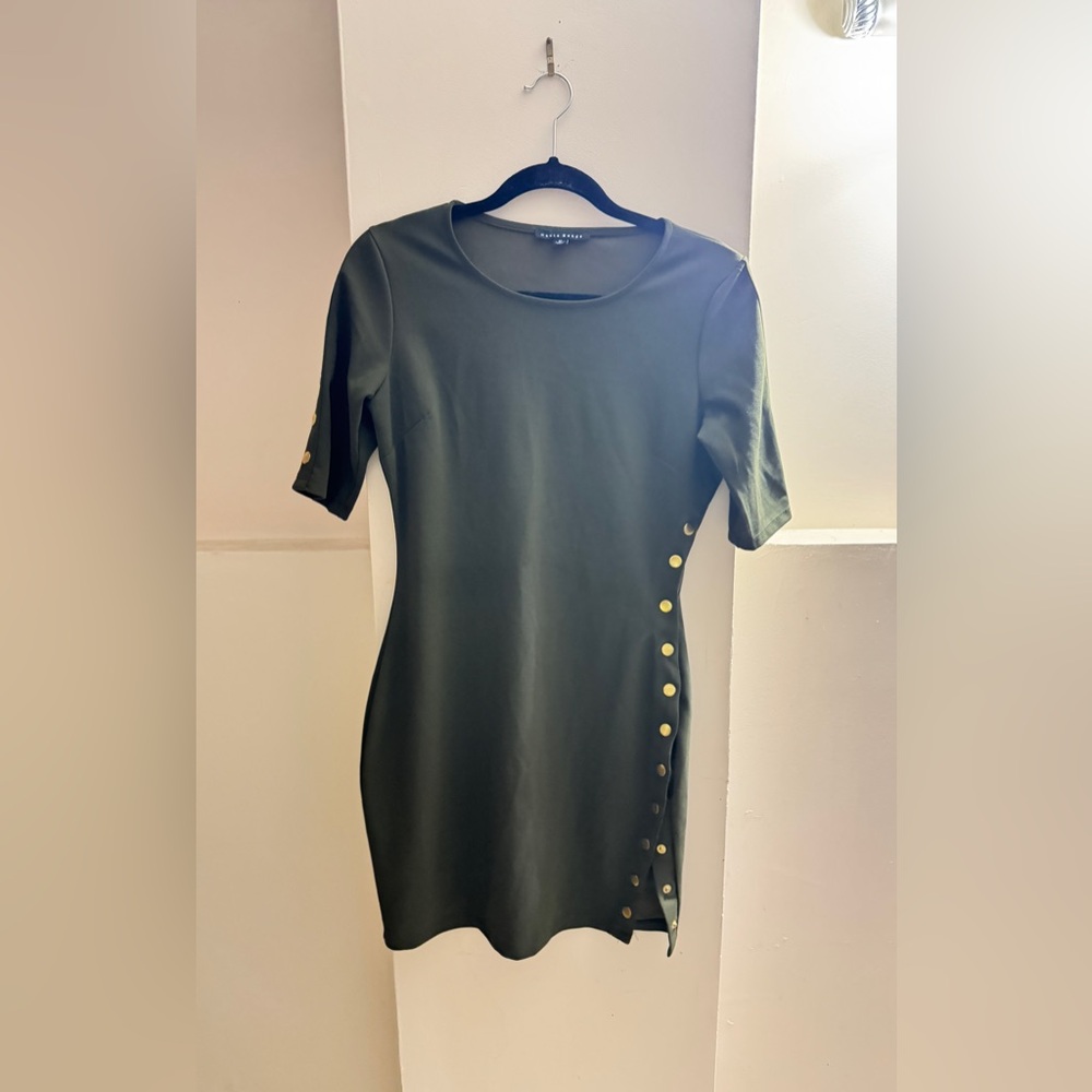 Haute Monde Dark Green Long Sleeve Dress